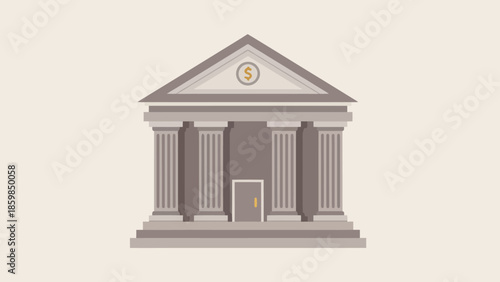 Classic Greek Temple Front Facade Illustration.