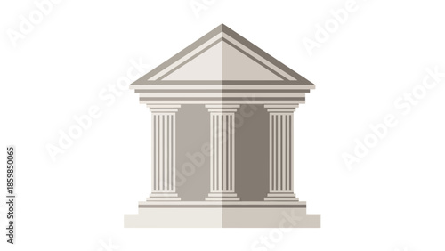 Classic Greek Temple Front Facade Illustration.