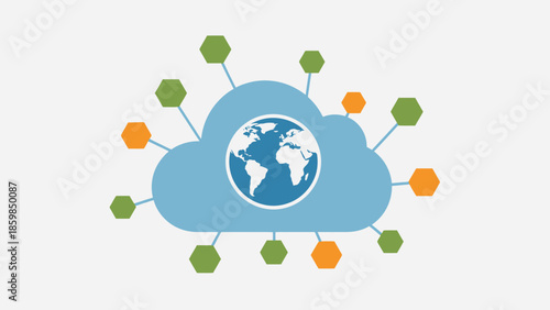 Cloud Computing Network Global Connectivity Concept.