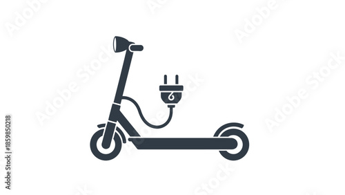 Electric Scooter Charging on White Background.