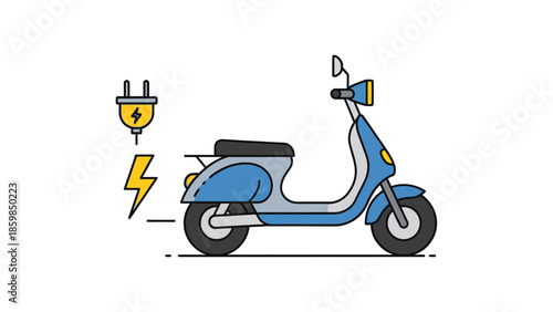 Electric Scooter Charging with Plug and Lightning.