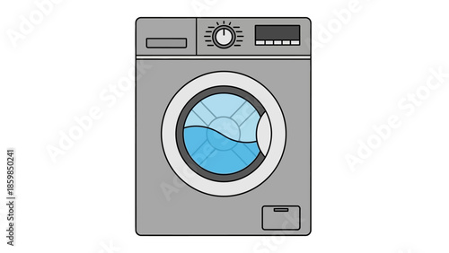 Front Loading Washing Machine with Water Inside.