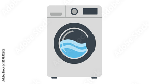Front View of Modern Washing Machine Appliance.
