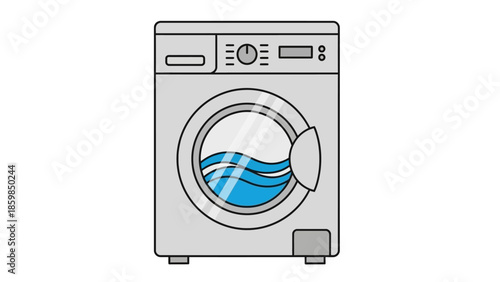 Front Loading Washing Machine with Water Inside.