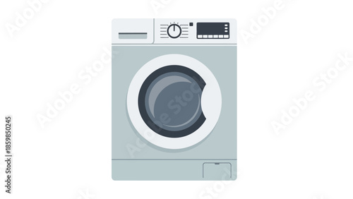 Front View of Modern Washing Machine Appliance.