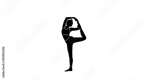 Silhouette of a woman in a yoga pose for health and wellness.