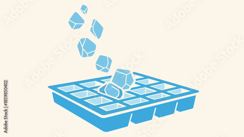 Ice Cubes Melting in Tray Illustration.