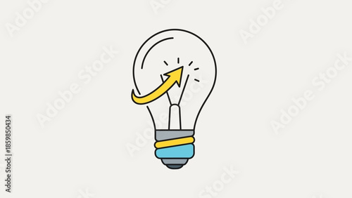 Illustration of a Light Bulb with Arrow.