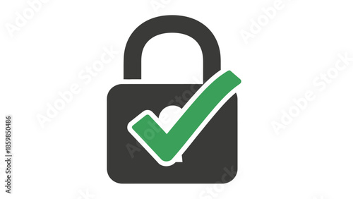 Locked Padlock with Green Checkmark Icon.