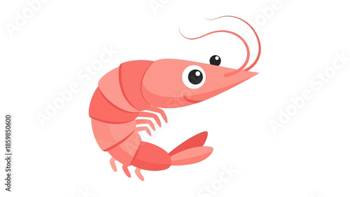 Pink Cartoon Shrimp with Large Eyes.