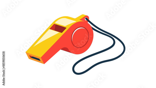 Red and Yellow Whistle on White.