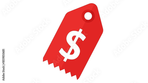 Red Price Tag with Dollar Sign.