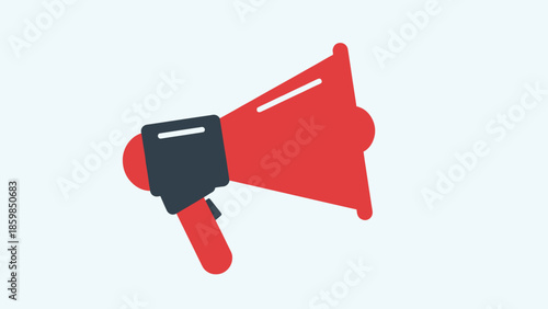 Red Megaphone Icon with Black Handle.