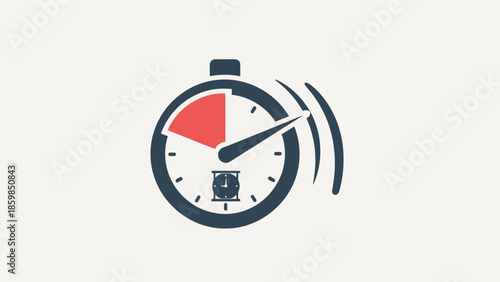 Stopwatch Icon with Red Segment and Motion.
