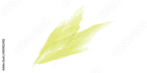 Abstract Yellow Brush Stroke on White Background.