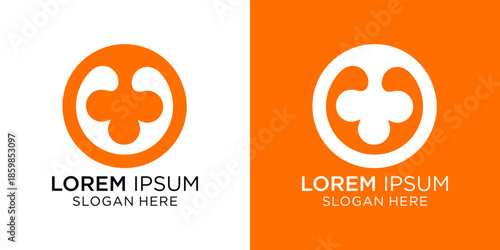 Inverted spade or fish tail logo design in white and orange, Suitable for various company logos.