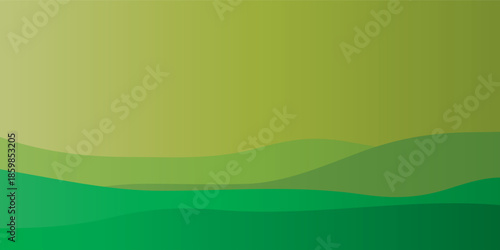 Abstract Green Landscape with Gradient Hills and Wavy Forms.