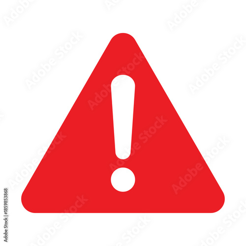 Hazard warning attention sign with white exclamation mark symbol in a red triangle. Danger, flat vector illustration. Attention icon. EPS 10.