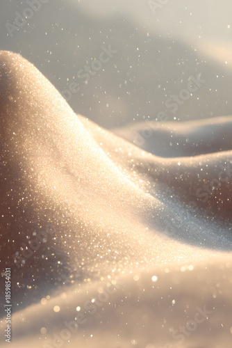 Elegant white and gold winter holiday background with soft snow texture and golden sparkles. Luxury festive abstract scene with copy space, ideal for Christmas, New Year, holiday banners.