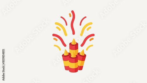 Vibrant Firework Explosion in Red and Yellow Hues.