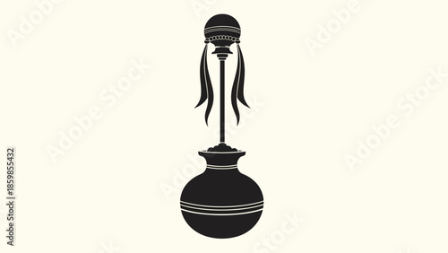 Simple black and white illustration of a traditional clay pot.