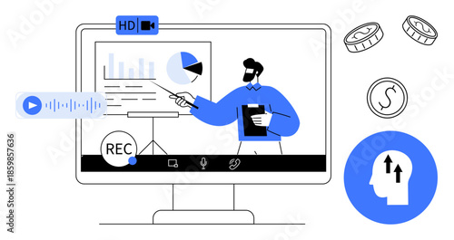 Online presentation concept. Online presentations enhance communication, knowledge sharing, and audience engagement. Popular in education, business, and webinars. Great for remote work, learning