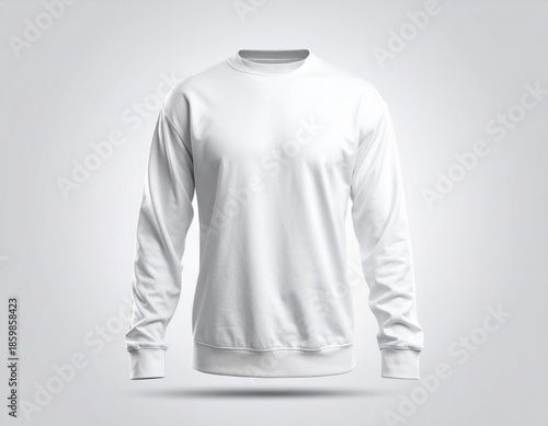 Blank White Heavyweight Long Sleeve T-Shirt Mockup Cotton Texture