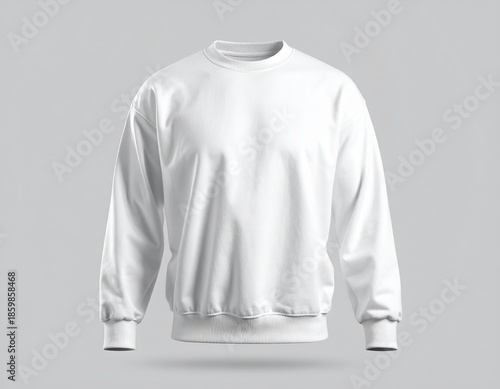 Blank White Heavyweight Long Sleeve T-Shirt Mockup Cotton Texture