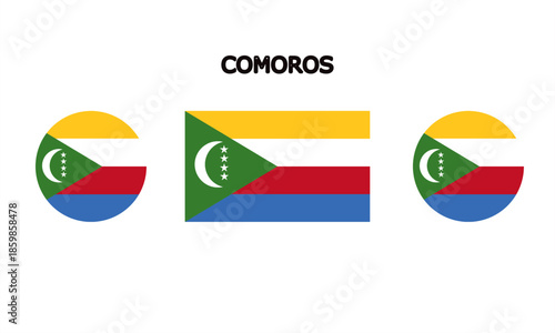 Free Download Flag of Comoros in high quality (rectangle and circle shape) - GFXLoad