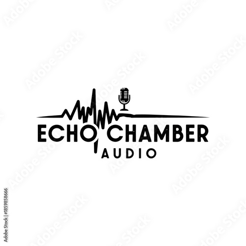 Echo Chamber Audio Logo with Soundwave and Microphone.