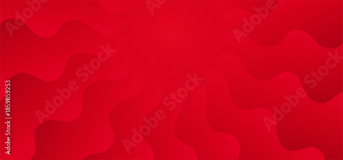 Funky Red Sunrise Abstract Background. Vector Groovy Sun Pattern. Retro Pop Summer Sun Illustration with Waves and Ruby Gradient