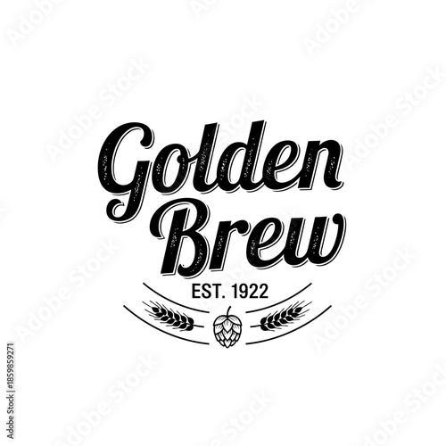 Golden Brew Est 1922 vintage beer brewery logo design.