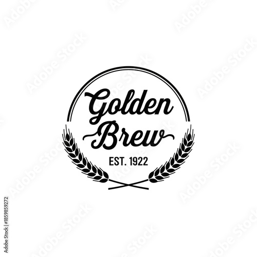 Golden Brew Est 1922 Vintage Logo Design.