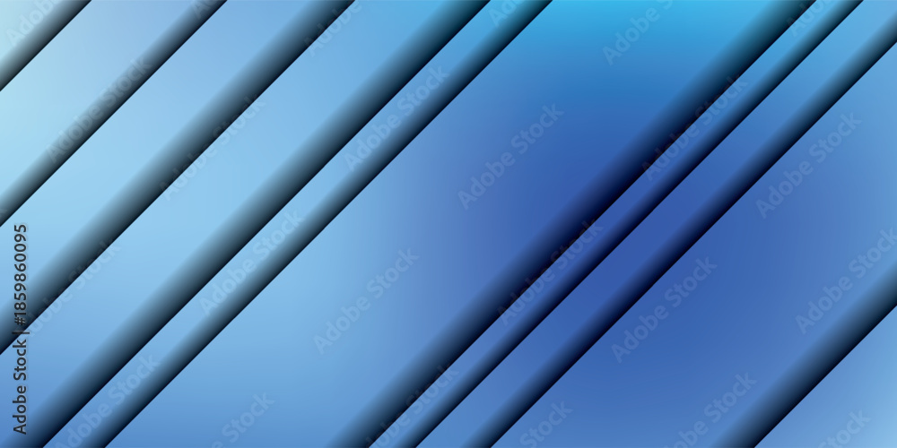 Obraz premium Modern blue abstract background with dynamic diagonal layered stripes and gradient shadows.