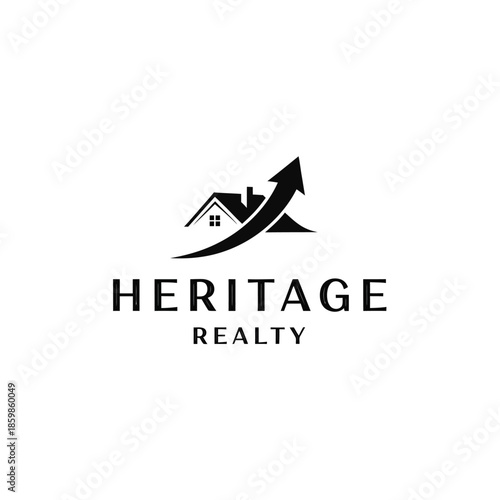 Heritage Realty Logo with Upward Arrow and House Symbol.
