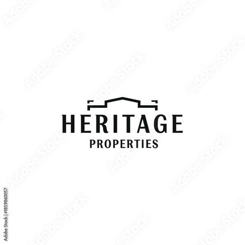 Heritage Properties Logo Design Minimalist Architecture Building.