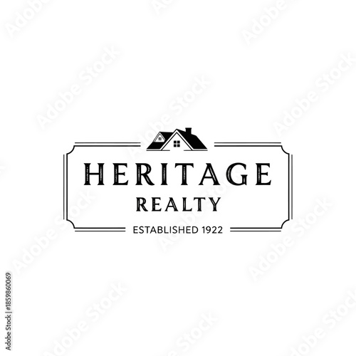 Heritage Realty Established 1922 Vintage Real Estate Logo Design.