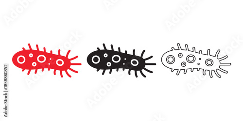 Microbe Trio: A symbolic representation of microbes, depicted in a series of three stylized variations that symbolize its core form and diverse representation in its life cycle