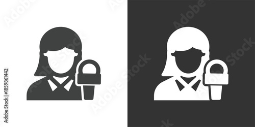 Female Reporter icon. Solid glyph series icon