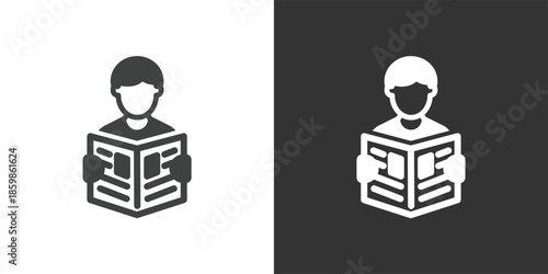 Person Reading Newspaper icon. Solid glyph series icon