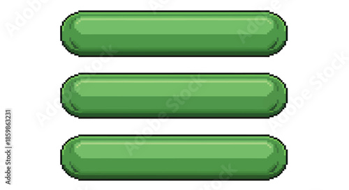 Three horizontal green rounded bars arranged in parallel on a white background.