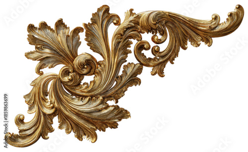 Intricate golden floral ornament with graceful swirls and details.