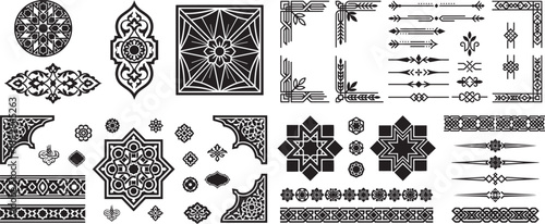 Set of ornate arabesque decorative design elements in vector format for elegant invitations or backgrounds with Islamic style 126