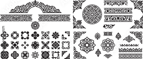 Elegant arch and borders decorative patterns collection in vector format with ornate vintage design elements for background 126