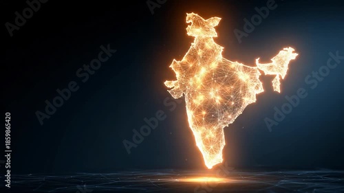 India's Glowing Horizon: An ethereal rendering of India's silhouette, illuminated with a radiant glow against a backdrop of the deep cosmic dark. It speaks to the nation's vibrancy, innovation.