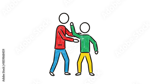 Illustration of two stylized figures in a conflict, one person showing aggression towards the other, symbolizing bullying or a contentious interaction
