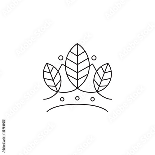 leaf crown logo with line art design style