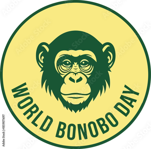 World bonobo day logo: primate conservation & wildlife awareness campaign graphic