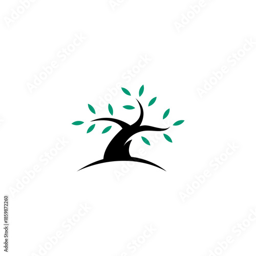 bonsai tree logo with flat vector design style