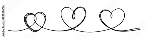 Simple connected line art hearts representing love and connection are perfect for romantic greeting messages, wedding invitations, or heartfelt visual projects.